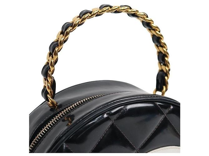Chanel Borsa Tote Black Patent Round Big CC con manico superiore Nero - vista 6