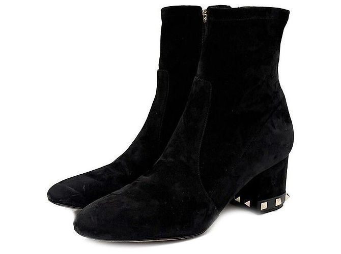 Valentino Botines de Ante Rockstud Negro - vista 2