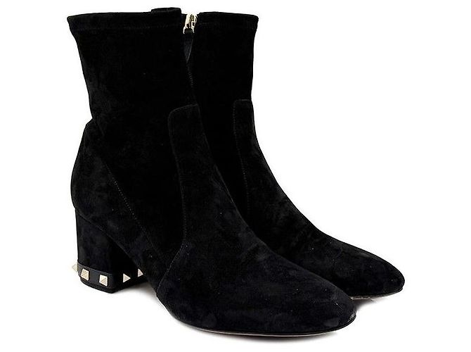 Valentino Botines de Ante Rockstud Negro - vista 3