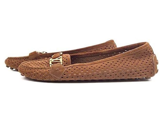 Louis Vuitton Mocassini da guida in scamosciato Marrone - vista 3