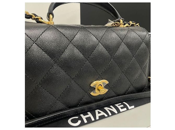 Gucci Mini Caviar Flap Top Handle Nero - vista 3