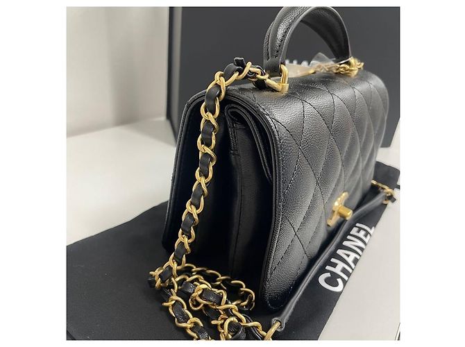 Gucci Mini Caviar Flap Top Handle Nero - vista 4