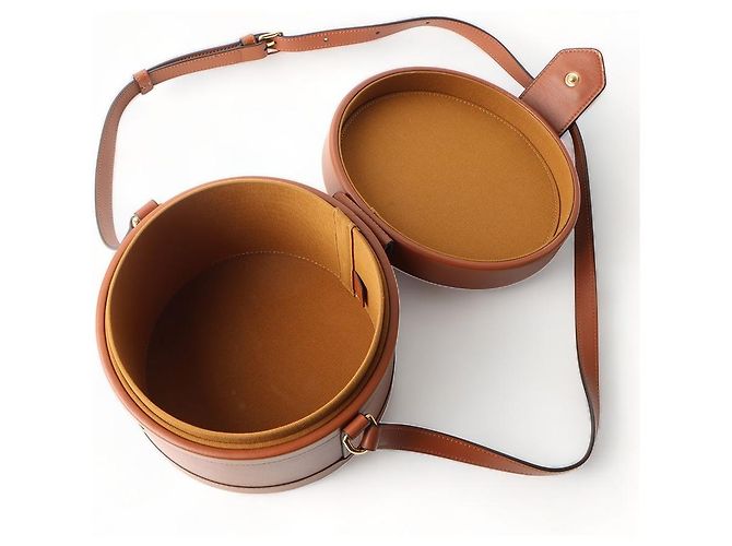 Céline Borsa a tracolla Triomphe in pelle di vitello naturale Tambour Medium Rosso - vista 7
