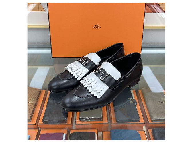 Hermès Mocasín Royal Bicolor Negro Blanco Plata Multicolor - vista 2