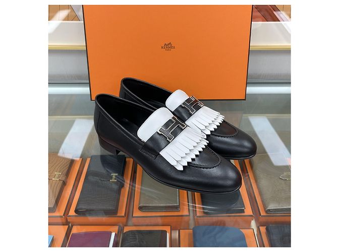 Hermès Mocasín Royal Bicolor Negro Blanco Plata Multicolor - vista 3