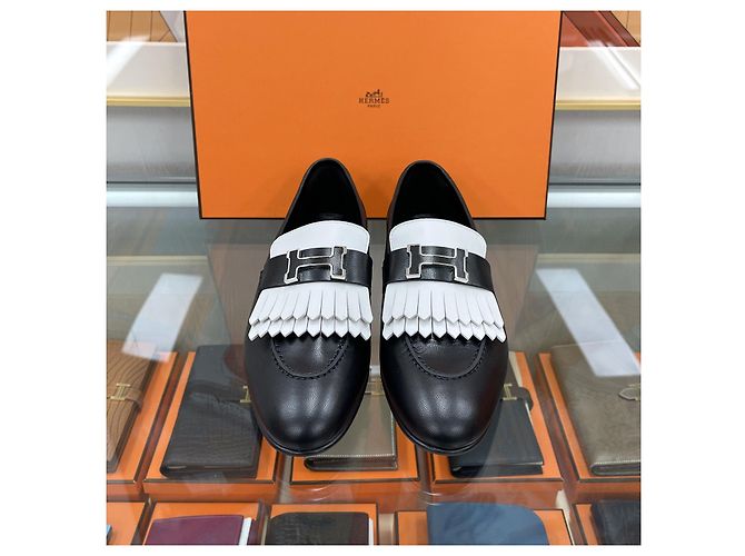 Hermès Mocasín Royal Bicolor Negro Blanco Plata Multicolor - vista 4