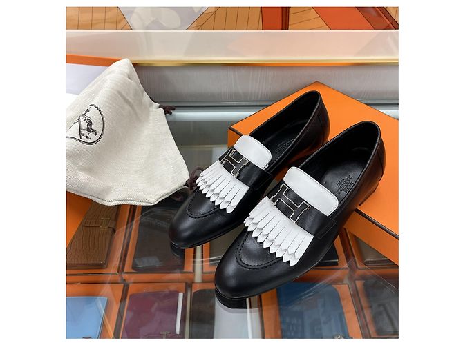 Hermès Mocasín Royal Bicolor Negro Blanco Plata Multicolor - vista 7