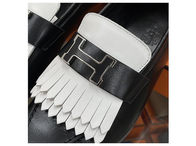 Hermès Mocasín Royal Bicolor Negro Blanco Plata Multicolor - vista 8