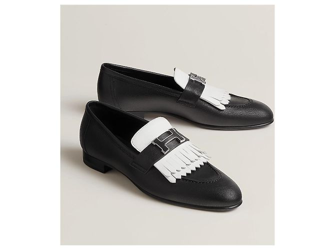 Hermès Mocasín Royal Bicolor Negro Blanco Plata Multicolor - vista 9