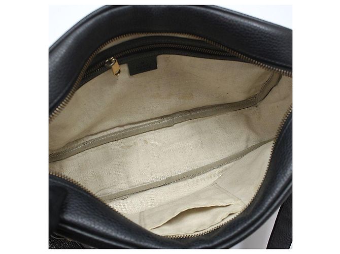Gucci Borsa a tracolla messenger in pelle nera con stampa logo Nero - vista 10