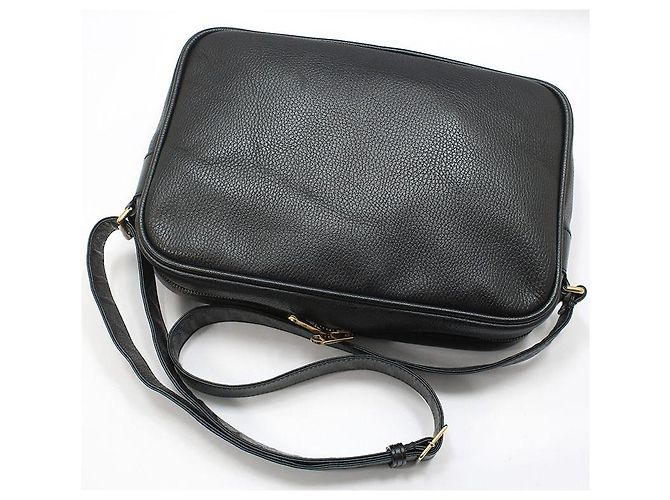 Gucci Borsa a tracolla messenger in pelle nera con stampa logo Nero - vista 4