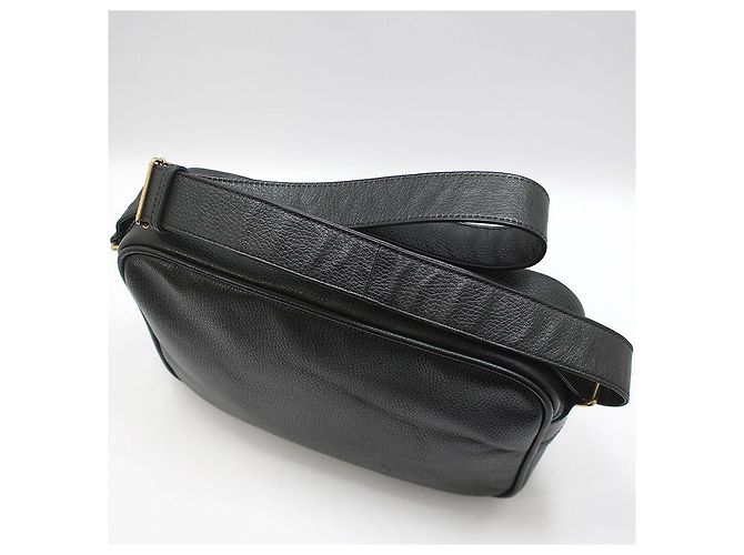 Gucci Borsa a tracolla messenger in pelle nera con stampa logo Nero - vista 7
