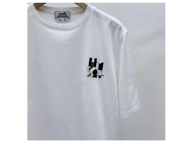Hermès Lambskin Leather Patch White Short Sleeve T-shirt - view 2