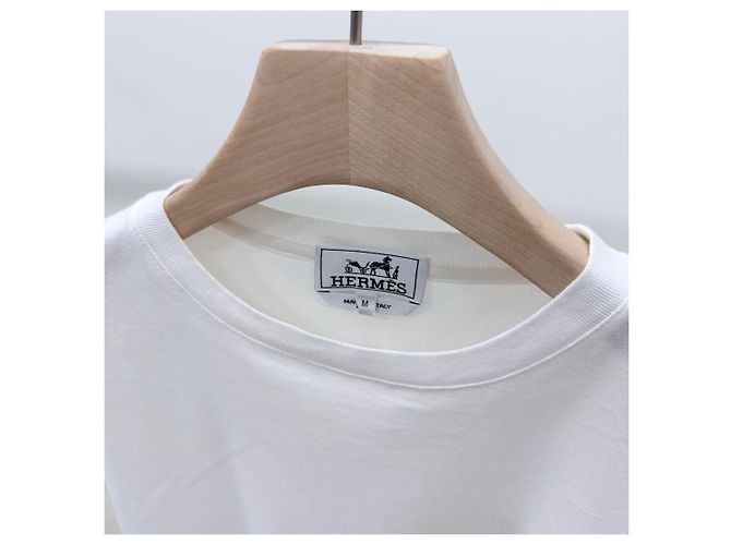 Hermès Lambskin Leather Patch White Short Sleeve T-shirt - view 7