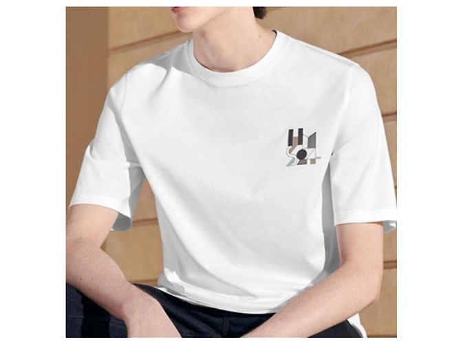 Hermès Lambskin Leather Patch White Short Sleeve T-shirt - view 9