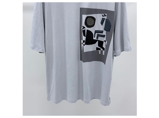 Hermès Belkirobe Patch Crewneck Baumwoll-T-Shirt Blau - Ansicht 3