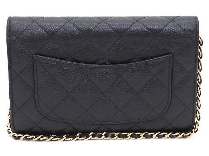 Chanel Bolsa de ombro e Crossbody WOC em Caviar com Corrente Dourada Preto - vista 3
