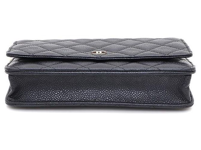 Chanel Bolsa de ombro e Crossbody WOC em Caviar com Corrente Dourada Preto - vista 7