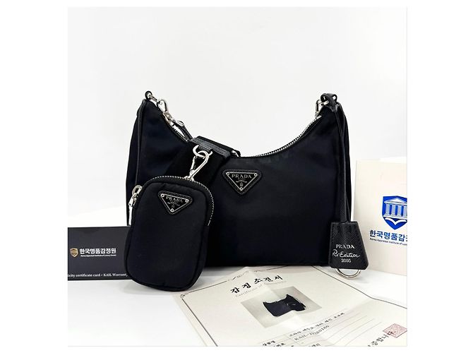 Prada Borsa Hobo Multi Tessuto in Nylon Crossbody Nero - vista 3