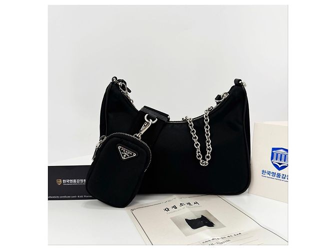 Prada Borsa Hobo Multi Tessuto in Nylon Crossbody Nero - vista 5