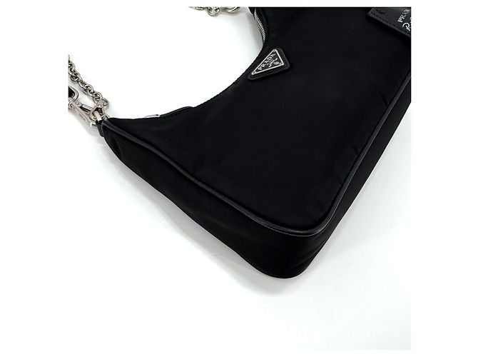 Prada Borsa Hobo Multi Tessuto in Nylon Crossbody Nero - vista 8