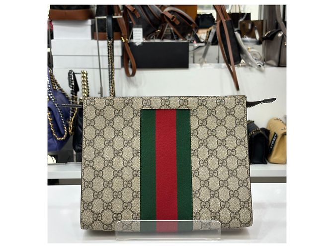 Gucci GG Supreme Canvas Web Strap Clutch Bag Mehrfarben - Ansicht 2