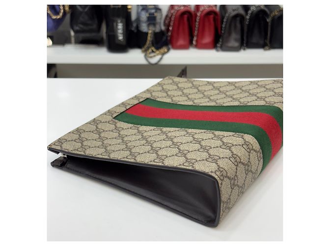 Gucci GG Supreme Canvas Web Strap Clutch Bag Mehrfarben - Ansicht 3