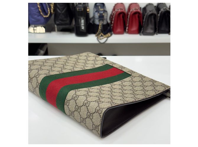 Gucci GG Supreme Canvas Web Strap Clutch Bag Mehrfarben - Ansicht 4