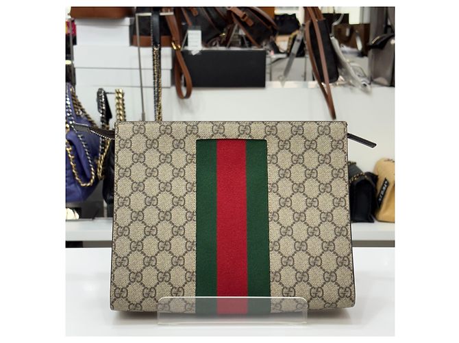 Gucci GG Supreme Canvas Web Strap Clutch Bag Mehrfarben - Ansicht 7
