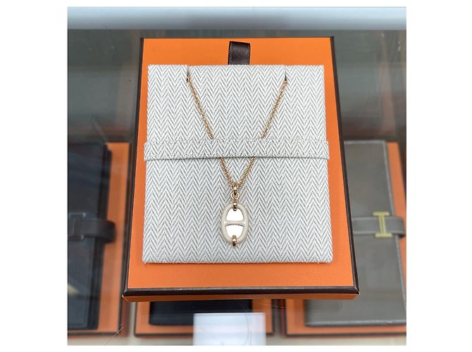 Hermès Collana Chandel Mini Maillon Rose Gold/Cream Bianco - vista 2