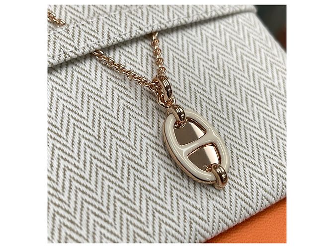 Hermès Collana Chandel Mini Maillon Rose Gold/Cream Bianco - vista 4