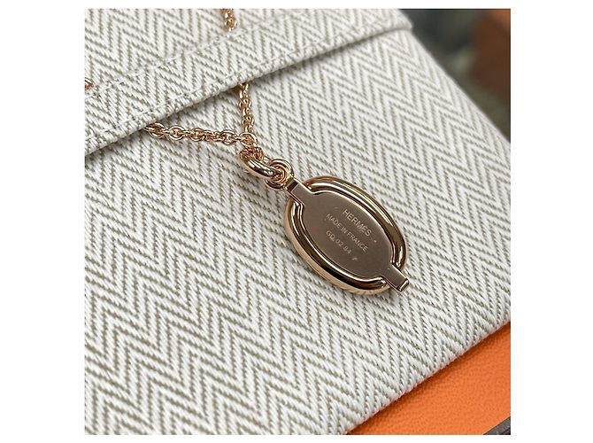 Hermès Collana Chandel Mini Maillon Rose Gold/Cream Bianco - vista 5