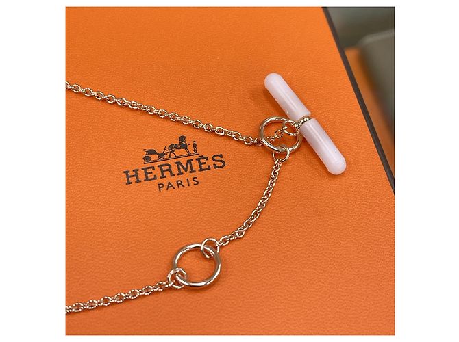 Hermès Collana Chandel Mini Maillon Rose Gold/Cream Bianco - vista 6