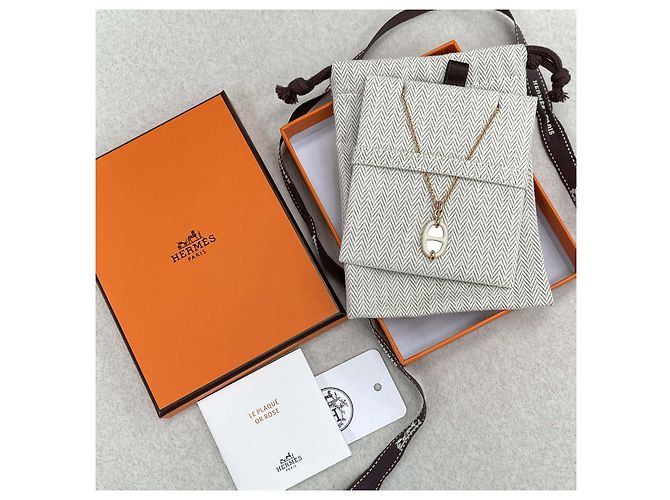 Hermès Collana Chandel Mini Maillon Rose Gold/Cream Bianco - vista 7