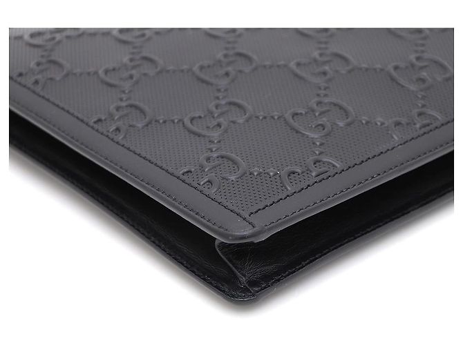 Gucci Clutch da uomo in pelle nera goffrata GG Nero - vista 6