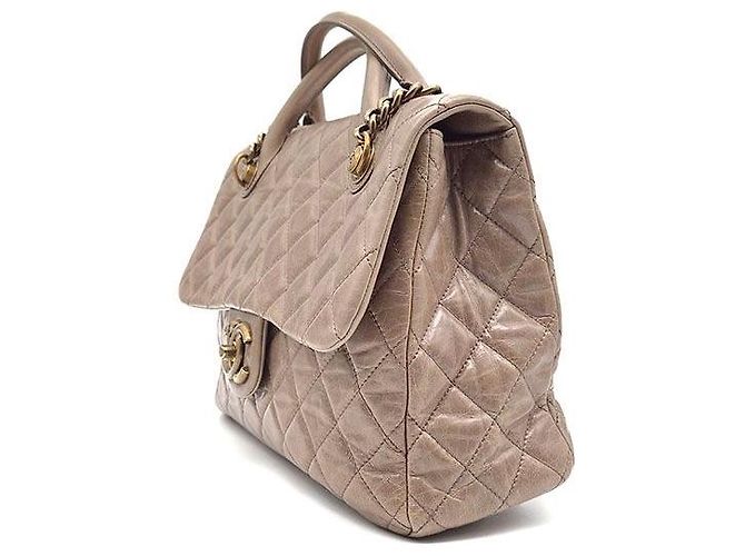 Chanel Vintage Castle Lock Handtasche mit Kette und Tragegriff Braun - Ansicht 2
