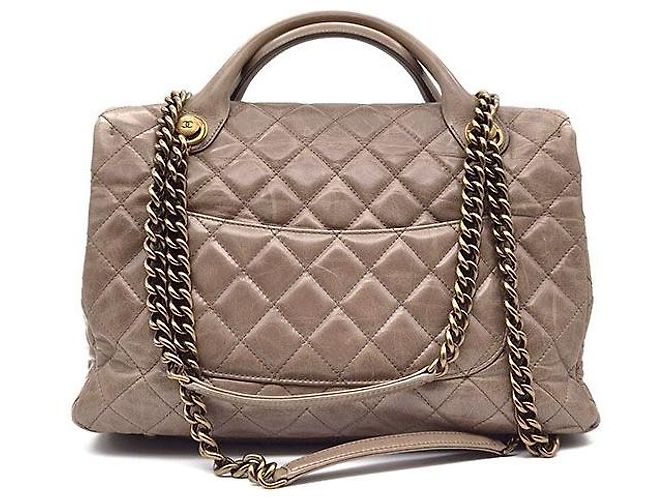 Chanel Vintage Castle Lock Handtasche mit Kette und Tragegriff Braun - Ansicht 3