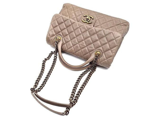 Chanel Vintage Castle Lock Handtasche mit Kette und Tragegriff Braun - Ansicht 4