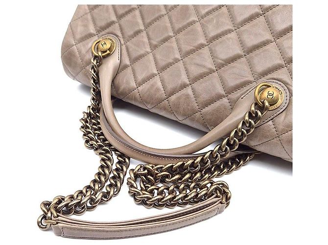 Chanel Vintage Castle Lock Handtasche mit Kette und Tragegriff Braun - Ansicht 5