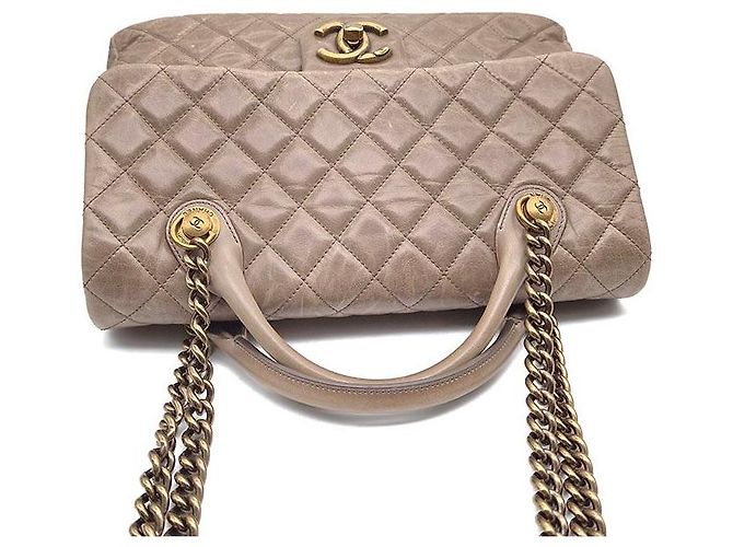 Chanel Vintage Castle Lock Handtasche mit Kette und Tragegriff Braun - Ansicht 6