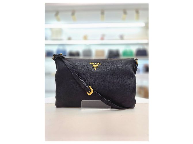 Prada Borsa a tracolla e crossbody in pelle Vitello Daino Nero - vista 8
