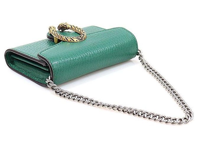 Gucci Tarjetero y monedero Dionysus en piel verde - vista 4