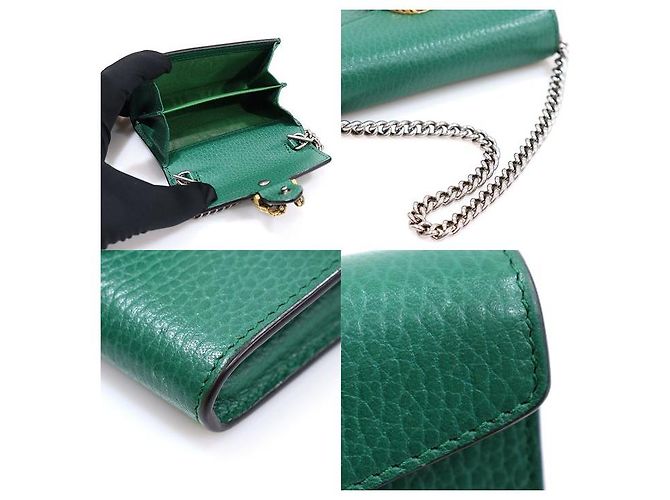 Gucci Tarjetero y monedero Dionysus en piel verde - vista 6