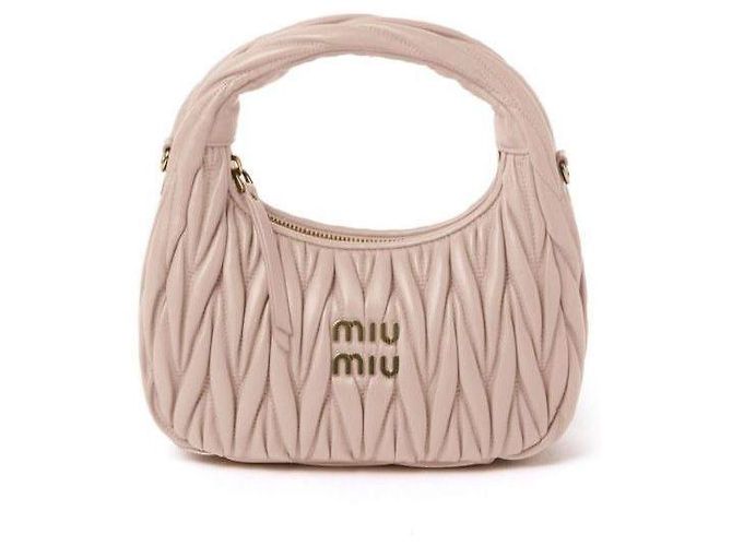 Miu Miu Borsa Hobo in pelle Napa Rosa - vista 4