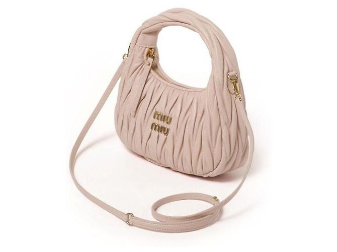Miu Miu Borsa Hobo in pelle Napa Rosa - vista 5