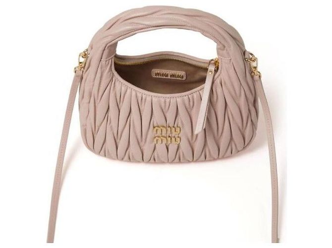 Miu Miu Borsa Hobo in pelle Napa Rosa - vista 6