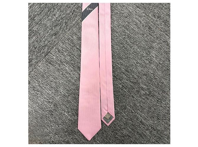 Dior Seidenjacquard-Krawatte Rosa Anthrazit Grau Weiß Braun - Ansicht 10