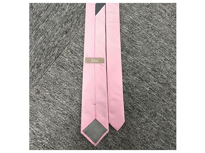 Dior Seidenjacquard-Krawatte Rosa Anthrazit Grau Weiß Braun - Ansicht 11