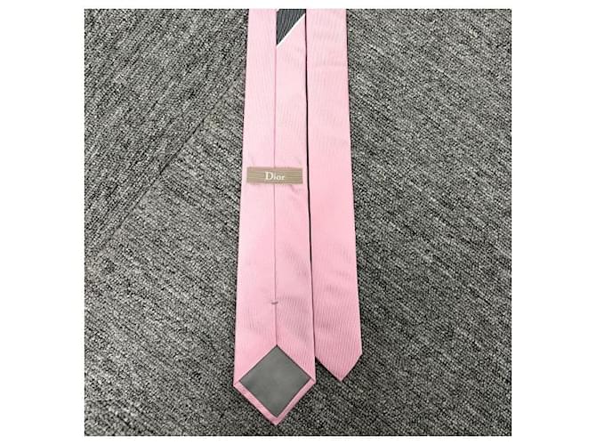 Dior Seidenjacquard-Krawatte Rosa Anthrazit Grau Weiß Braun - Ansicht 3