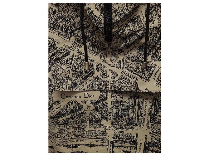Dior Kapuzen-Anorak aus technischem Beige Black Jacquard-Taffeta mit Plan Paris Motiv Braun - Ansicht 3